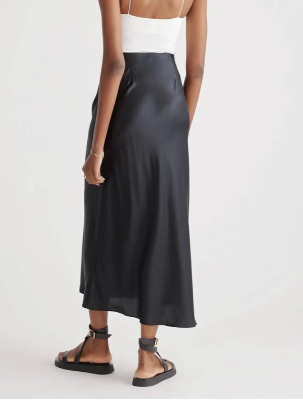 NEW Washable Silk Maxi Skirt in Black Size M